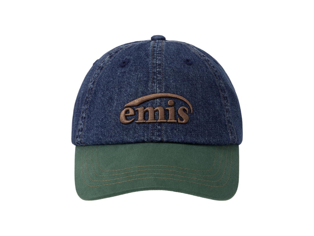 Emis Emis Washed Denim Ball Cap Blue-Green