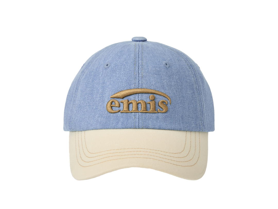 Emis Emis Washed Denim Ball Cap Light Blue Denim-Cream