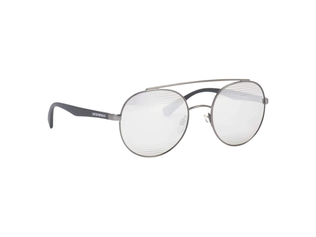 Emporio Armani Emporio Armani EA2051-30106G-53 Sunglasses In Silver Metal-Black Acetate Frame With Miror Lenses