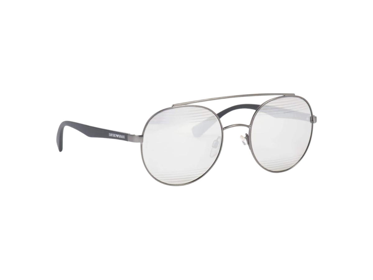 Emporio Armani Emporio Armani EA2051-30106G-53 Sunglasses In Silver Metal-Black Acetate Frame With Miror Lenses