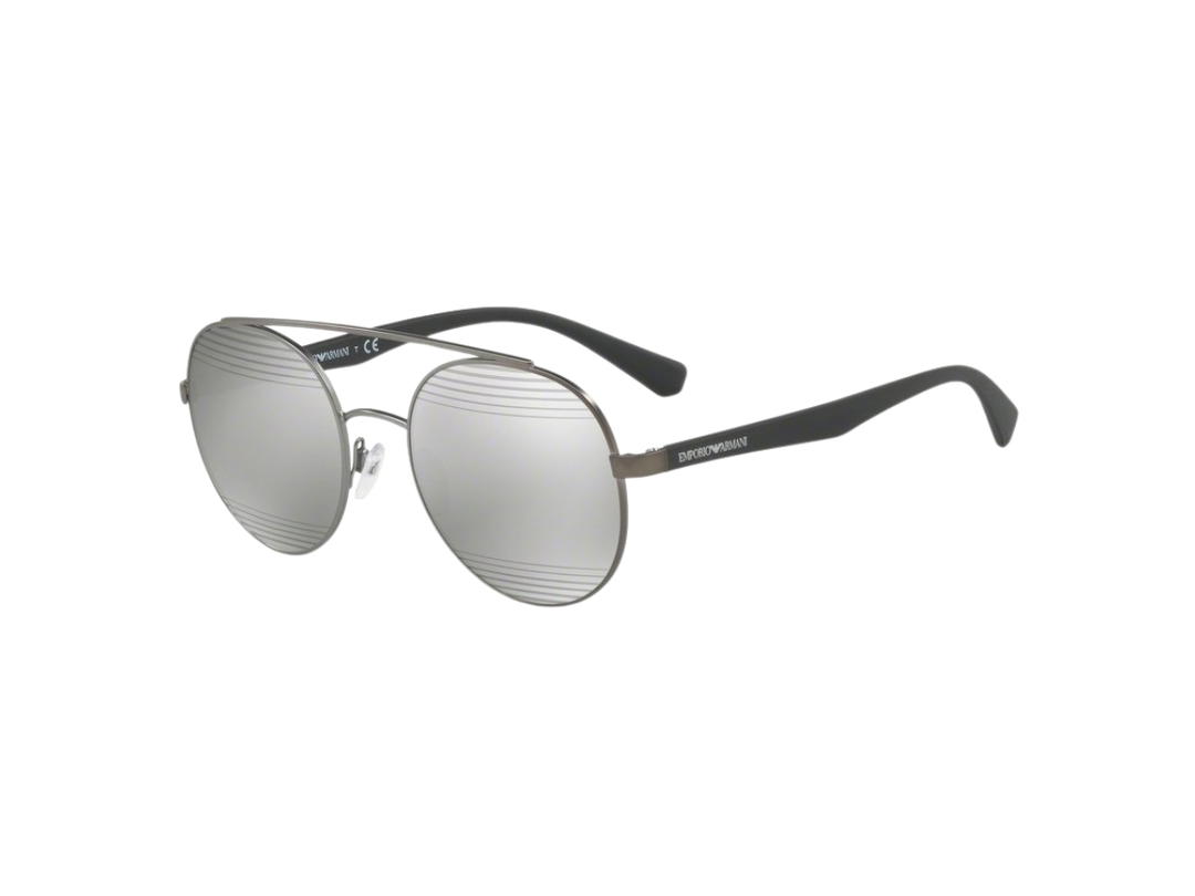 Emporio Armani Emporio Armani EA2051-30106G Sunglasses In Silver Metal-Black Acetate Frame With Grey Lenses