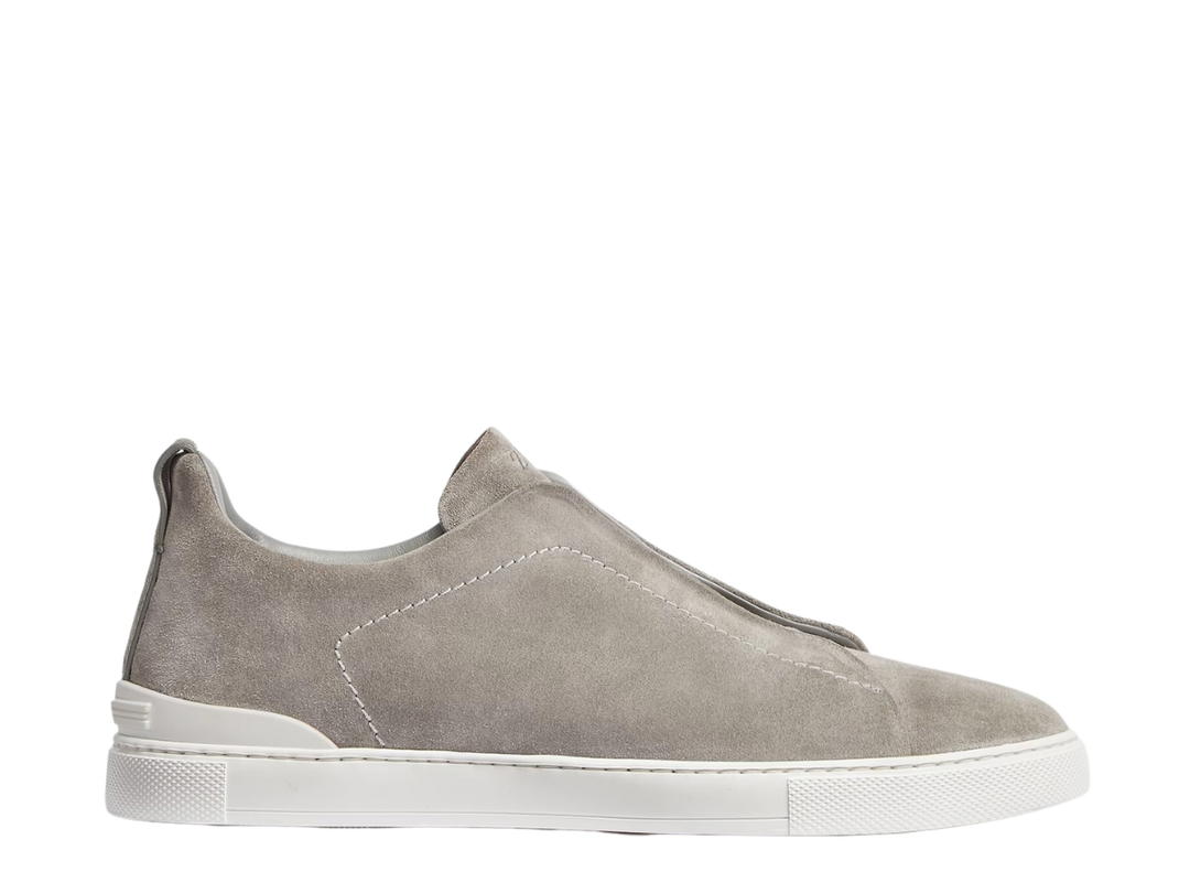 Zegna Ermenegildo Zegna Low Top Sneakers Grey Melange Suede Triple Stitch