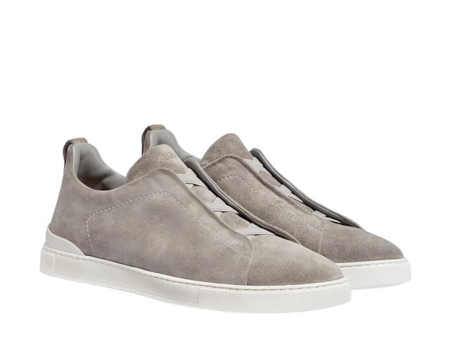 Zegna Ermenegildo Zegna Low Top Sneakers Grey Melange Suede Triple Stitch - view 2