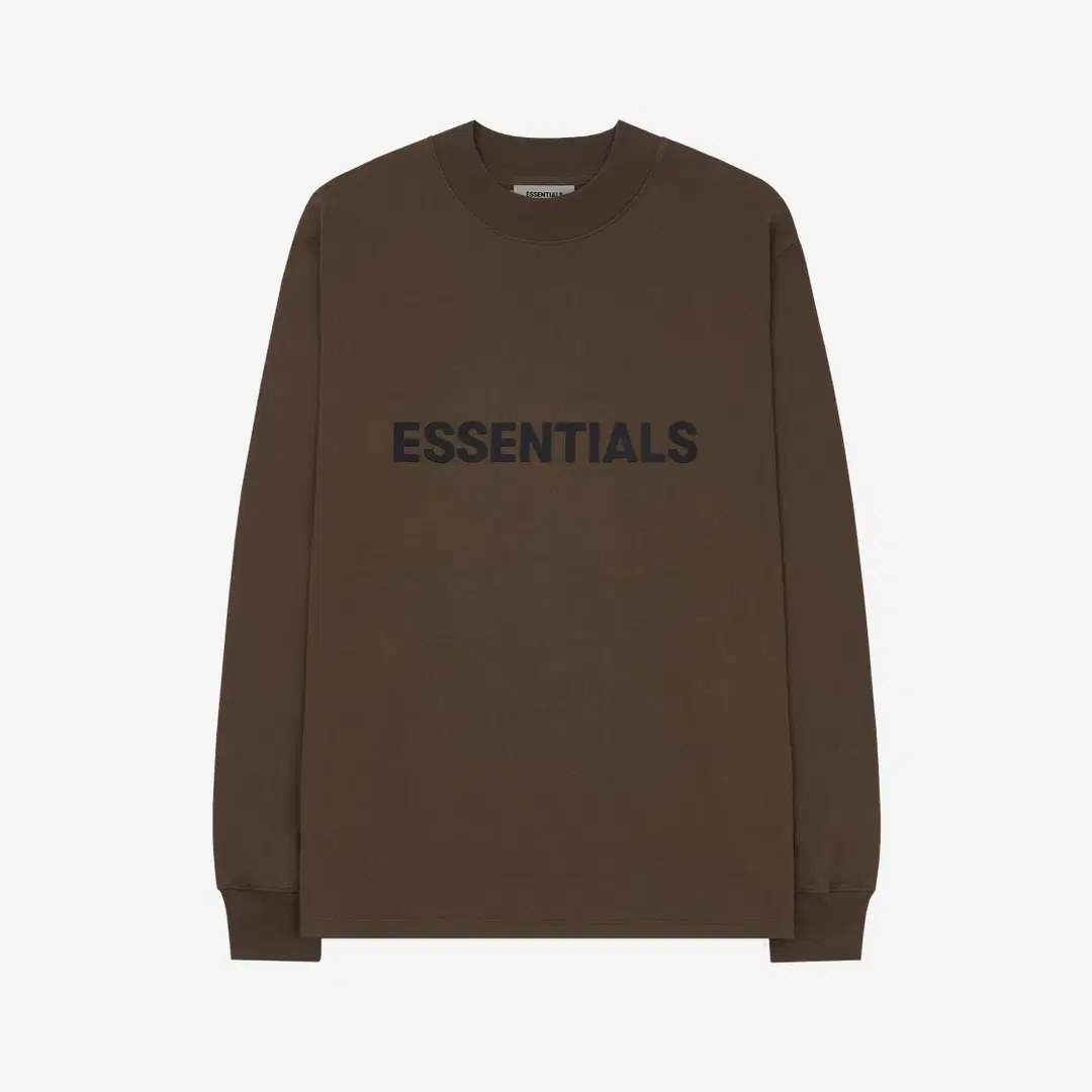Fear of God Essentials 3D Silicon Applique Boxy Long Sleeve T-Shirt Brown/Rain Drum - Ssense Exclusive