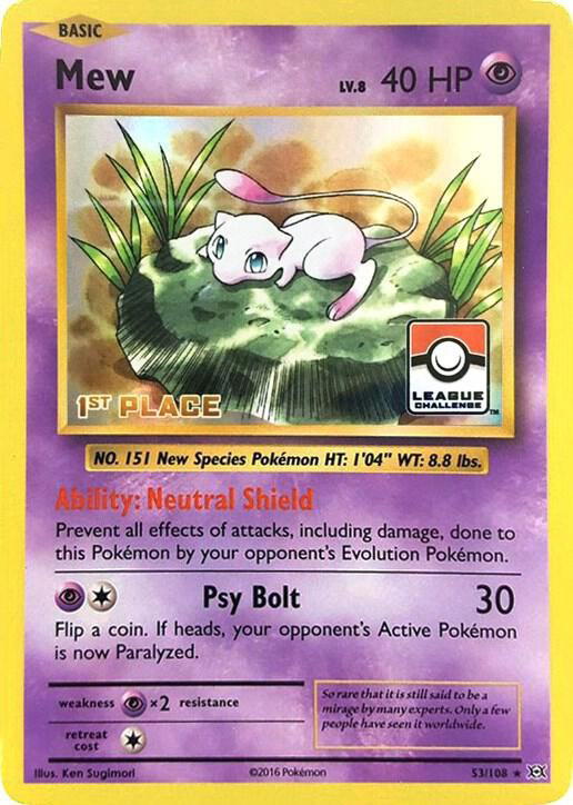 Pokemon Pokemon Mew H [EVO 53/108] XY "Evolutions" [1st Place - Pokémon League Championship] (EN)