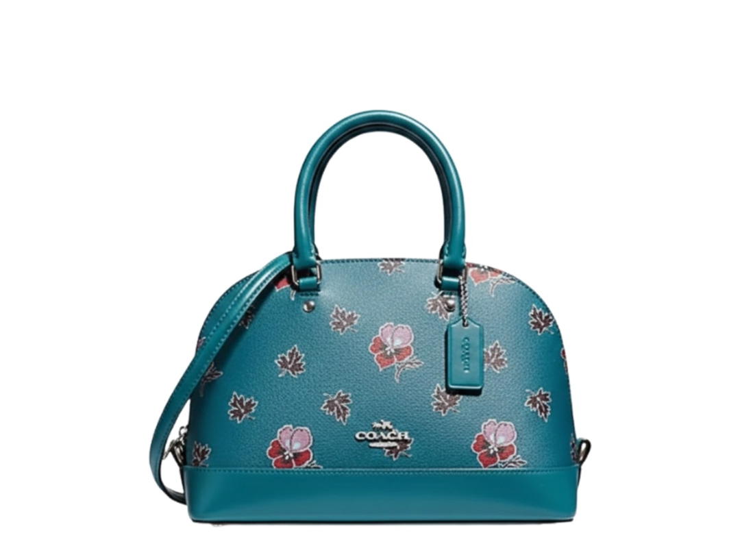 Coach Coach Mini Sierra Satchel In Wildflower Print Coated Canvas Dark Teal