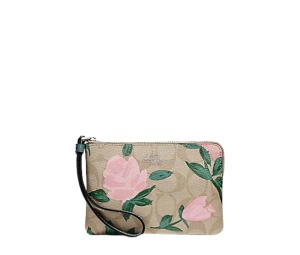 Buy Coach Corner Zip Wristlet With Camo Rose Floral Print Light Khaki at Sasom – Authentic and Ready to Ship