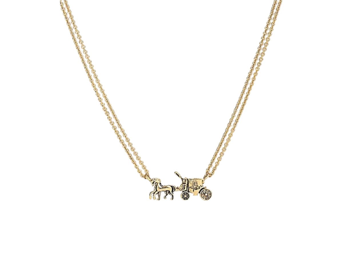 Coach Coach Horse And Carriage Double Chain Necklace Gold