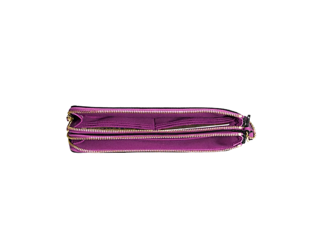 Coach Coach Double Zip Wallet In Signature Khaki Hyacinth - view 2