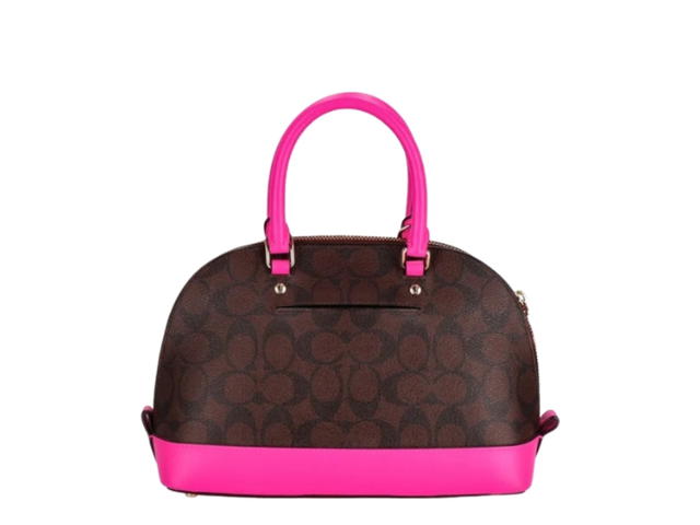 Coach Coach Mini Sierra Satchel In Signature Coated Canvas Brown Bright Fuchsia - view 2