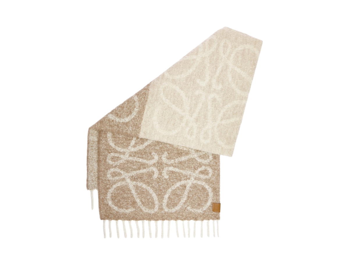 Loewe Loewe Anagram Scarf Beige White