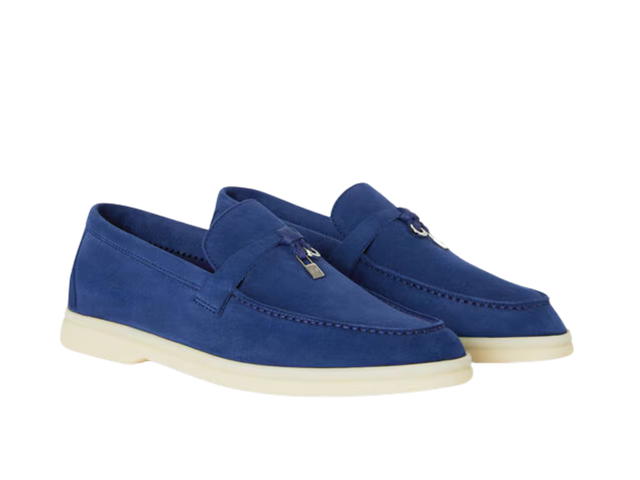 Loro Piana Loro Piana Summer Charms Walk Loafer In Blue Fluorite Suede Calfskin - view 3