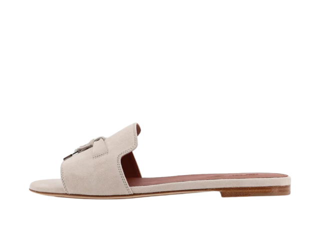 Loro Piana Loro Piana Summer Charms Suede Flat Sandals Grey (Women's) - view 2