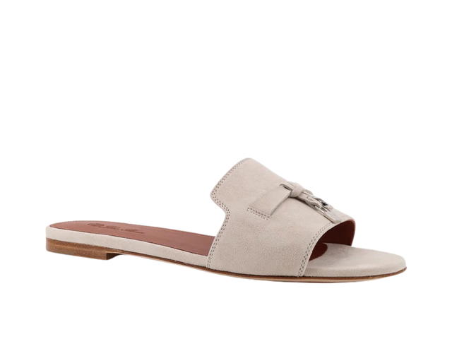 Loro Piana Loro Piana Summer Charms Suede Flat Sandals Grey (Women's) - view 3