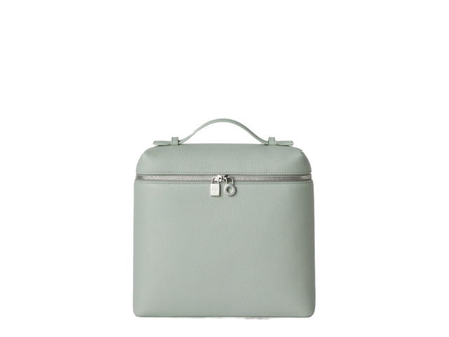 Loro Piana Loro Piana Extra Pocket Backpack L23.5 In Grained Calfskin With Silver Hardware Eucalyptus - view 1