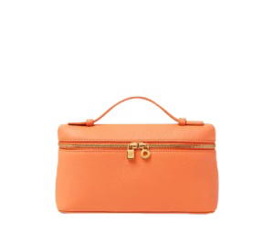 Loro Piana Extra Pocket L19 In Carrot Pie And Sun Gold Grained Calfskin With Gold Hardware