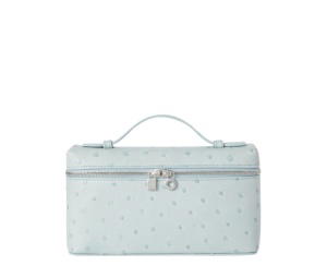 Loro Piana In Ostrich Leather With Antique Silver Metal Hardware Minty Breeze (W)