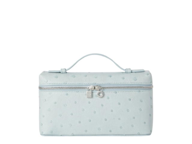 Loro Piana Loro Piana In Ostrich Leather With Antique Silver Metal Hardware Minty Breeze (W) - view 1