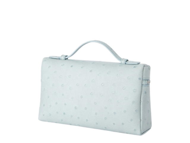 Loro Piana Loro Piana In Ostrich Leather With Antique Silver Metal Hardware Minty Breeze (W) - view 2