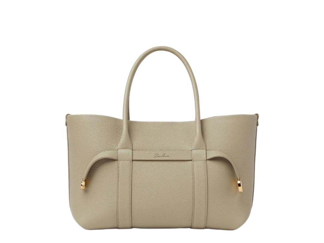 Loro Piana Loro Piana Ghiera Shopper Small In Calfskin With Gold Hardware Dried Taragon Sun Gold