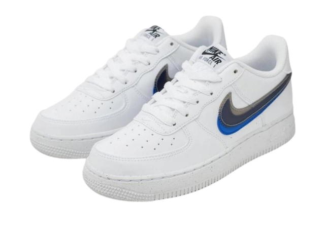 Nike Nike Air Force 1 Low Impact Next Nature Double Swoosh White Black Blue (GS) - view 3