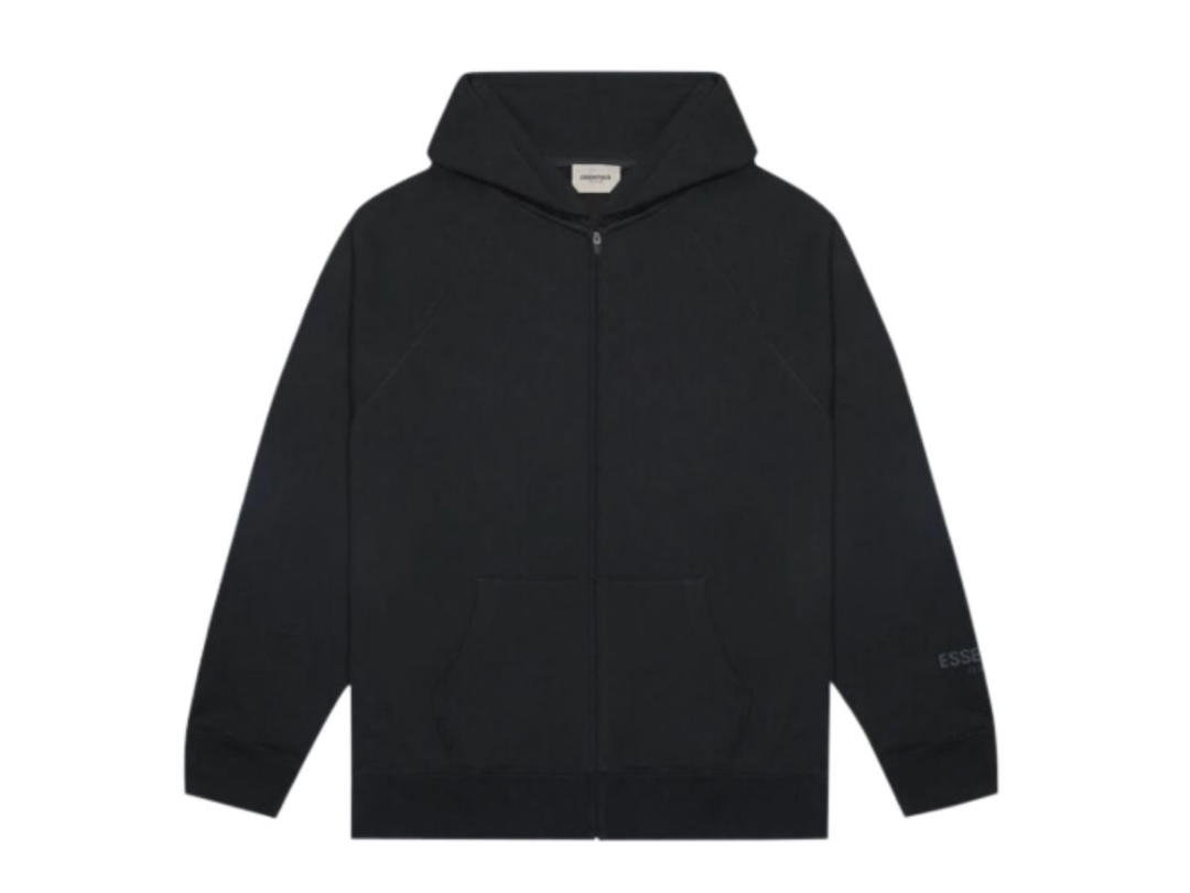 Fear of God Fear of God ESSENTIALS 3D Silicon Applique Full Zip Up Hoodie Dark Slate/Stretch Limo/Black
