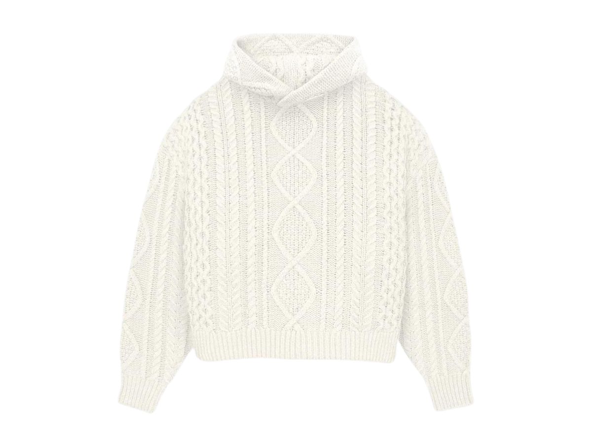 Fear of God Fear of God Essentials Cable Knit Hoodie Cloud Dancer (FW23)