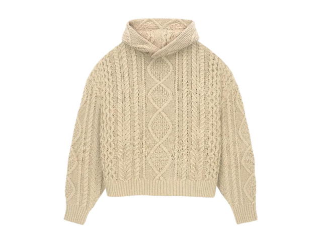 Fear of God Fear of God Essentials Cable Knit Hoodie Gold Heather (FW23) - view 1