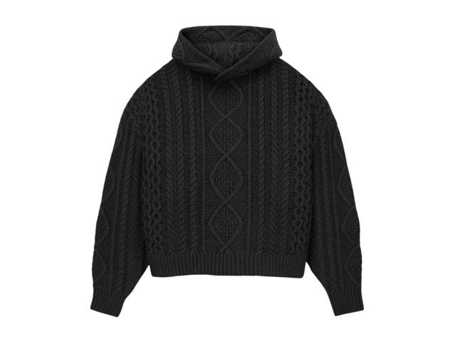 Fear of God Fear of God Essentials Cable Knit Hoodie Jet Black (FW23) - view 1
