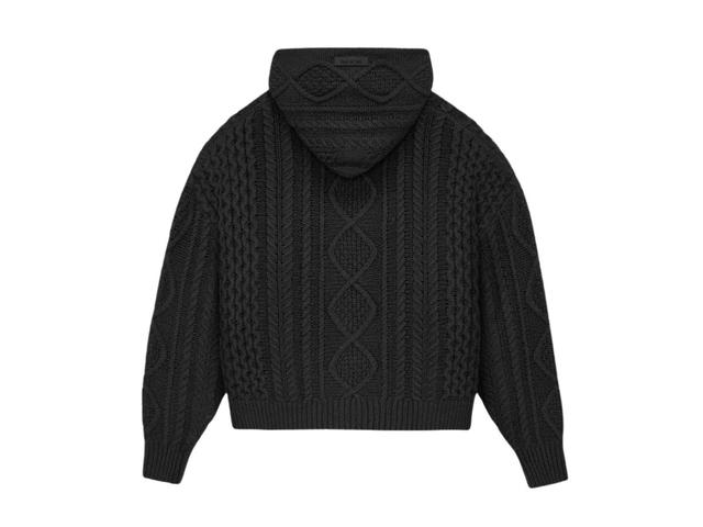Fear of God Fear of God Essentials Cable Knit Hoodie Jet Black (FW23) - view 2