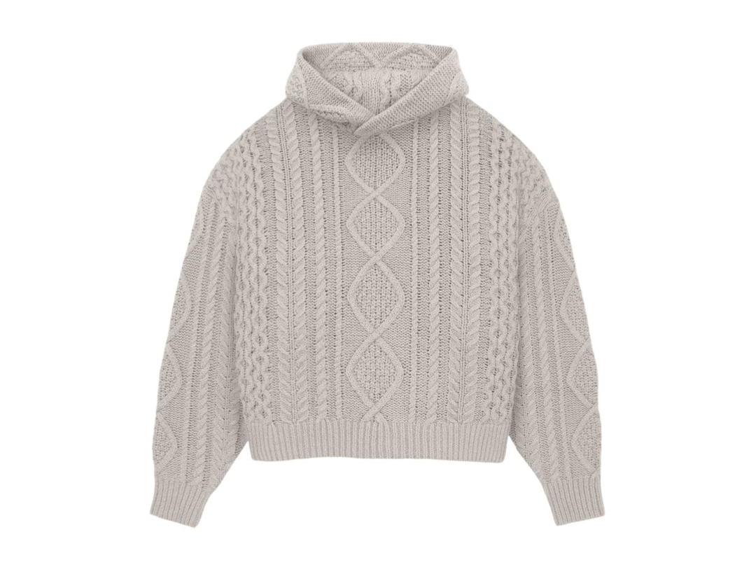 Fear of God Fear of God Essentials Cable Knit Hoodie Silver Cloud (FW23)