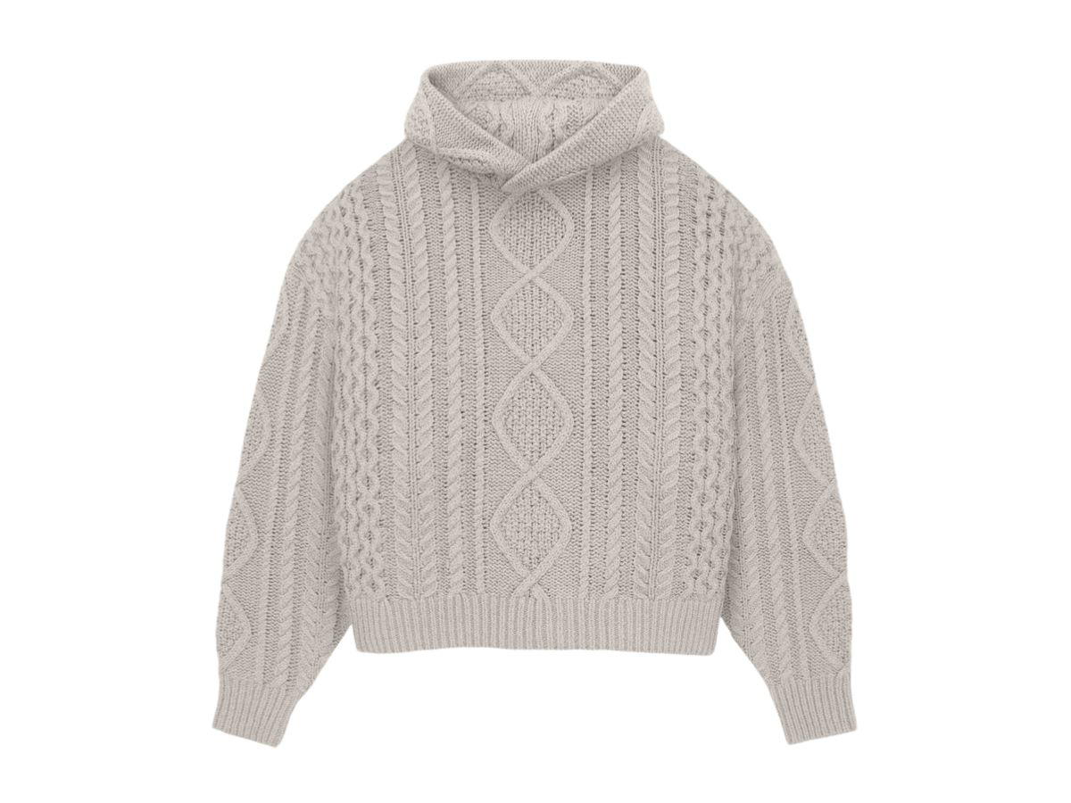Fear of God Fear of God Essentials Cable Knit Hoodie Silver Cloud (FW23)