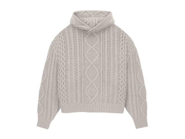 Fear of God Fear of God Essentials Cable Knit Hoodie Silver Cloud (FW23) - view 1