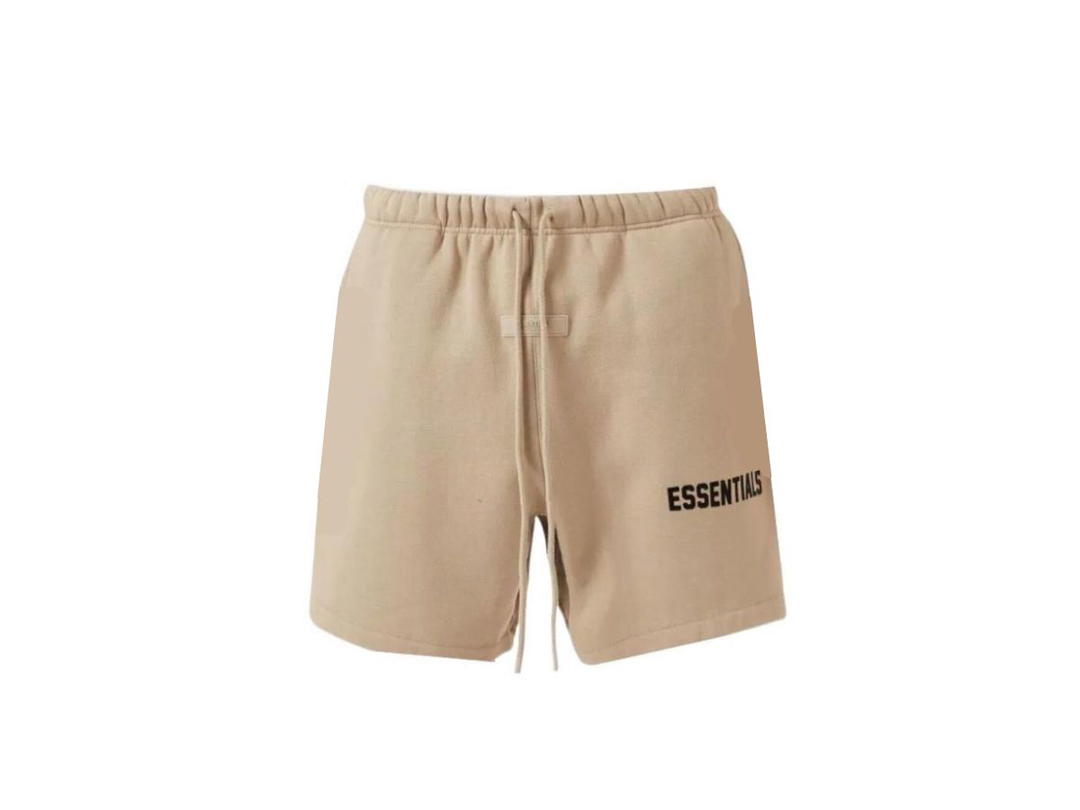 Fear of God Fear of God Essentials Flocked Logo Shorts In Heavyweight Fleece Dusty Beige (Exclusive)