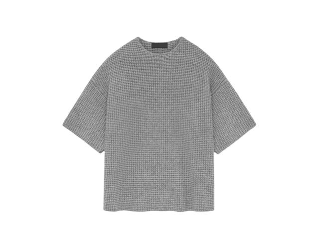 Fear of God Fear of God Essentials Heavy Waffle Short Sleeve Crewneck Sweater Dark Heather (FW24) - view 1