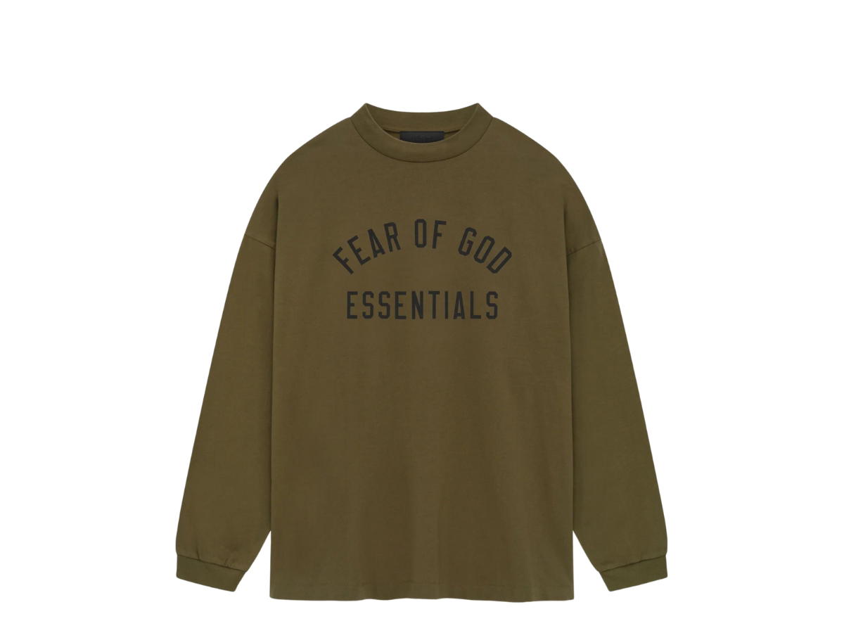 Fear of God Fear of God Essentials Jersey Long Sleeve Tee Olive (FW24)