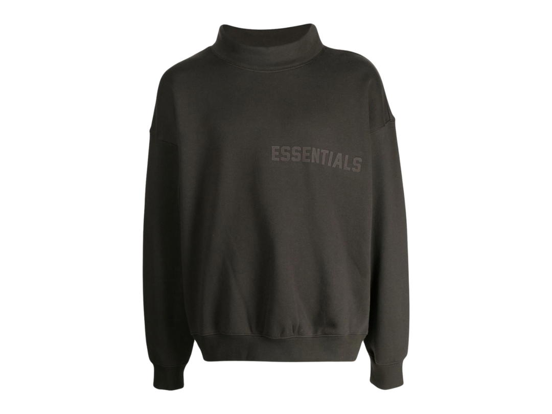 Fear of God Fear of God Essentials Logo Appliqué Mock-Neck Sweatshirt Off Black