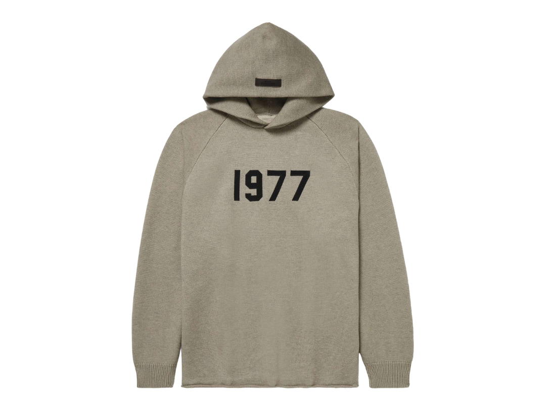 Fear of God Fear of God Essentials Logo Appliqued Knitted Hoodie Grey
