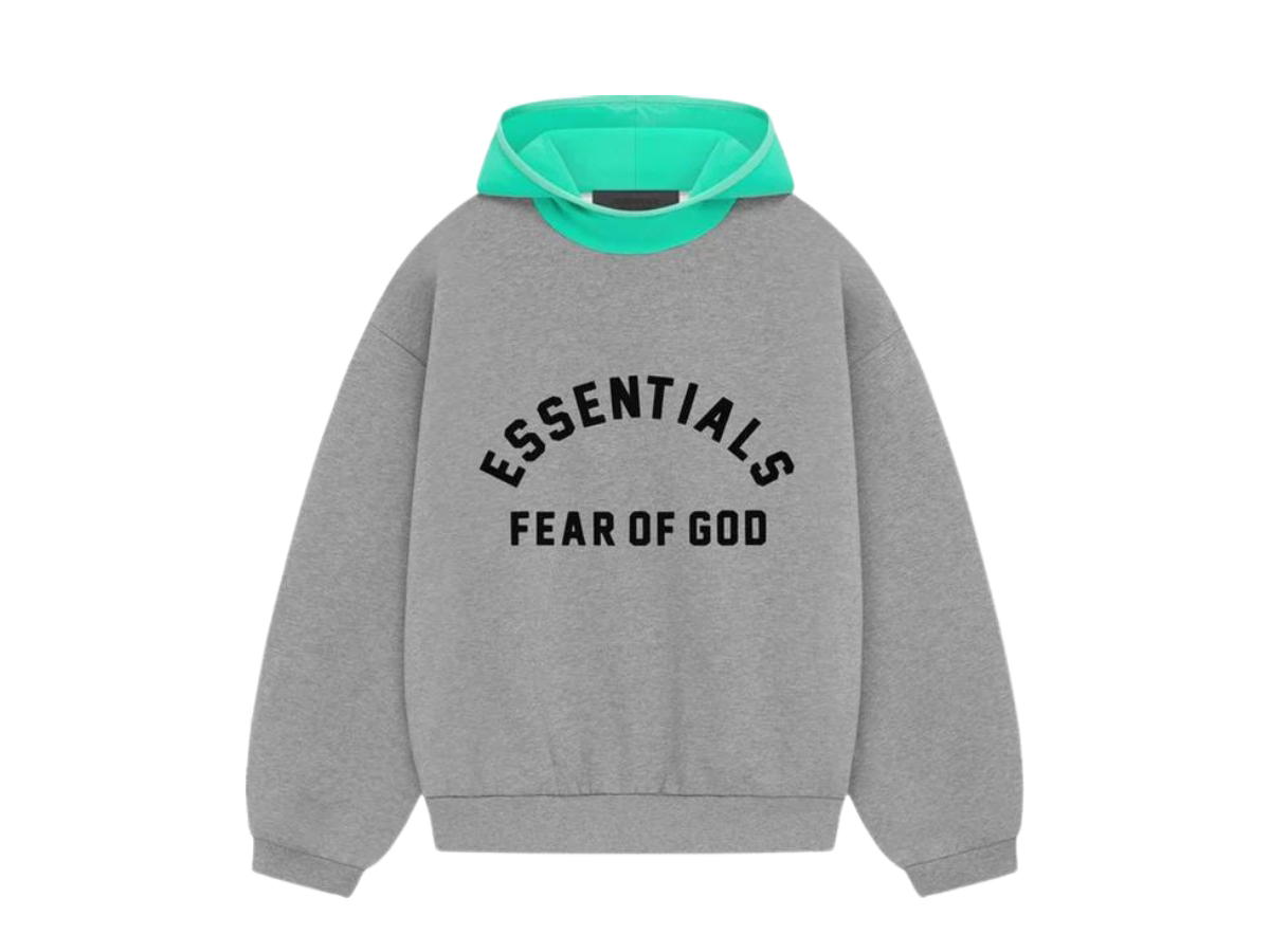 Fear of God Fear of God Essentials Nylon Fleece Hoodie Dark Heather Oatmeal-Mint Leaf