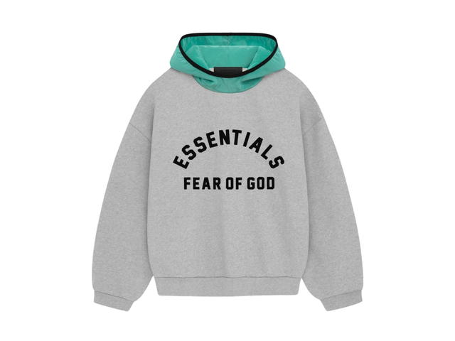 Fear of God Fear of God Essentials Nylon Fleece Hoodie Light Heather Grey-Mint Leaf (SP24) - view 1