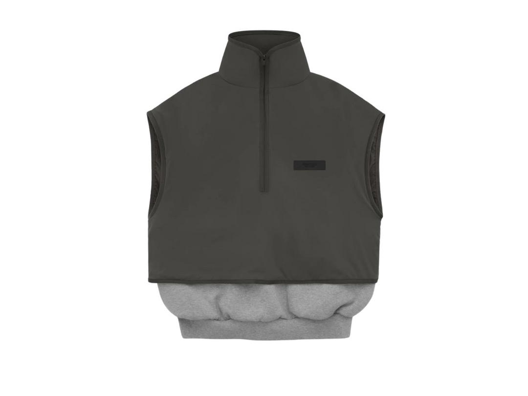 Fear of God Fear of God Essentials Nylon Fleece Mockneck Vest Dark Heather Oatmeal-Ink (SP24)