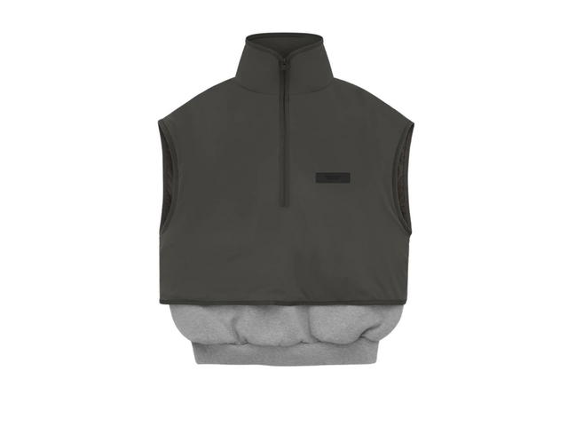 Fear of God Fear of God Essentials Nylon Fleece Mockneck Vest Dark Heather Oatmeal-Ink (SP24) - view 1