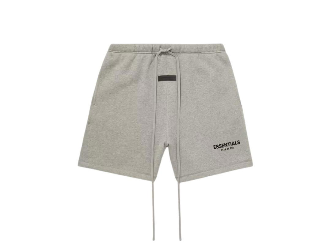 Fear of God Fear of God Essentials Straight-Leg Logo-Flocked Cotton-Blend Drawstring Shorts Grey