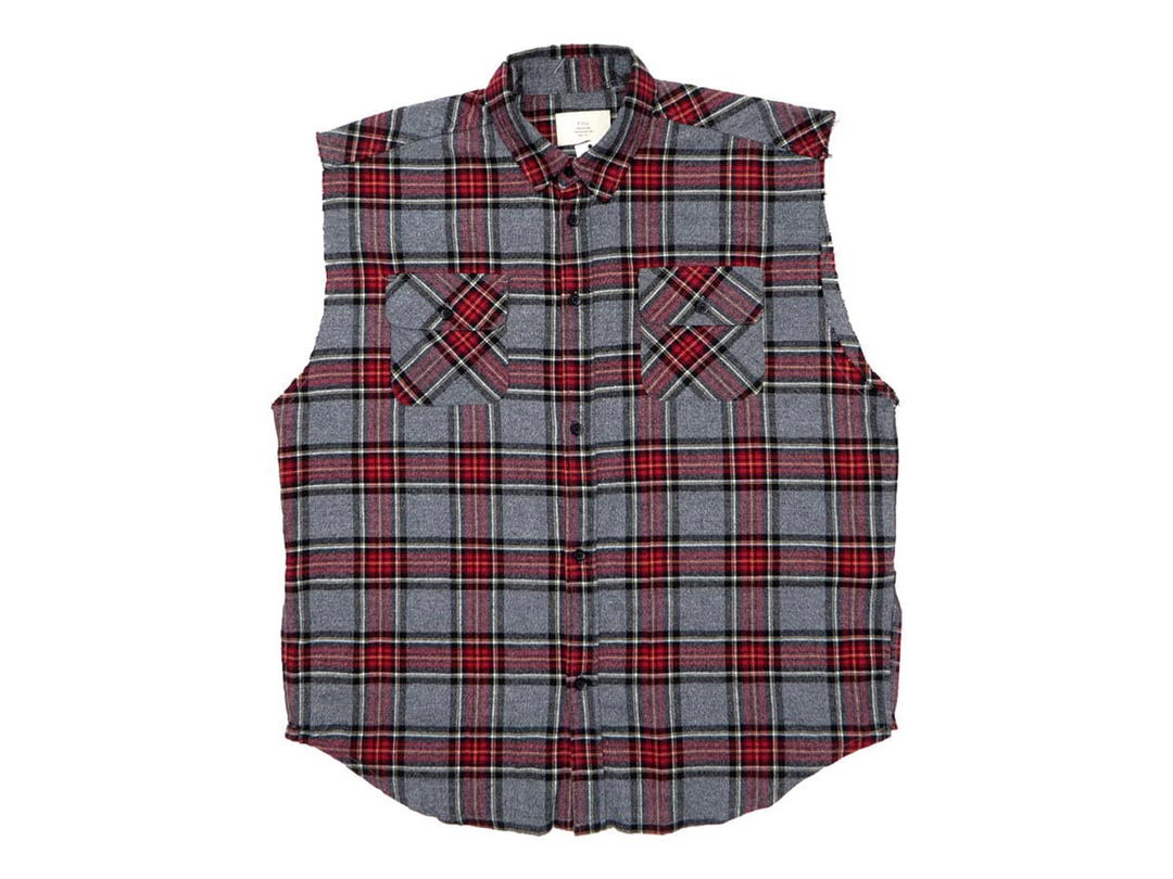 Fear of God Fear of God FOG Sleeveless Plaid Flannel Shirt Grey
