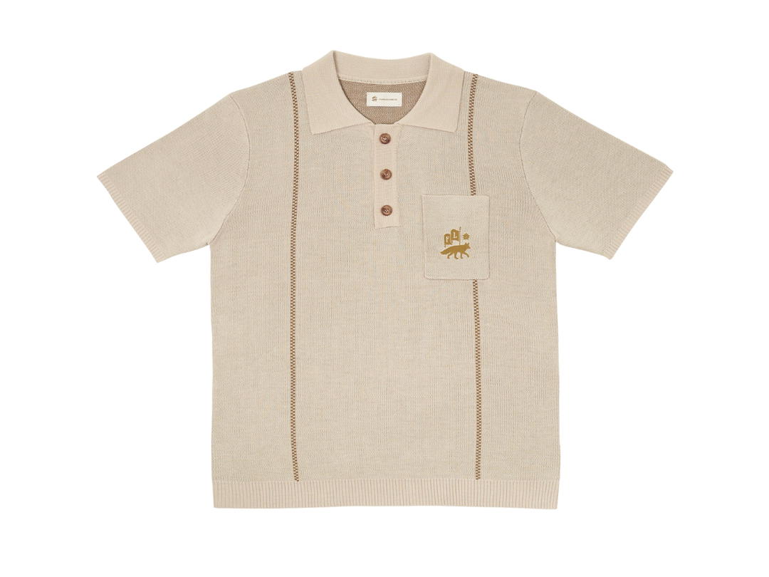 Fearlessness Fearlessness Golf Club Knit Polo Shirt Beige