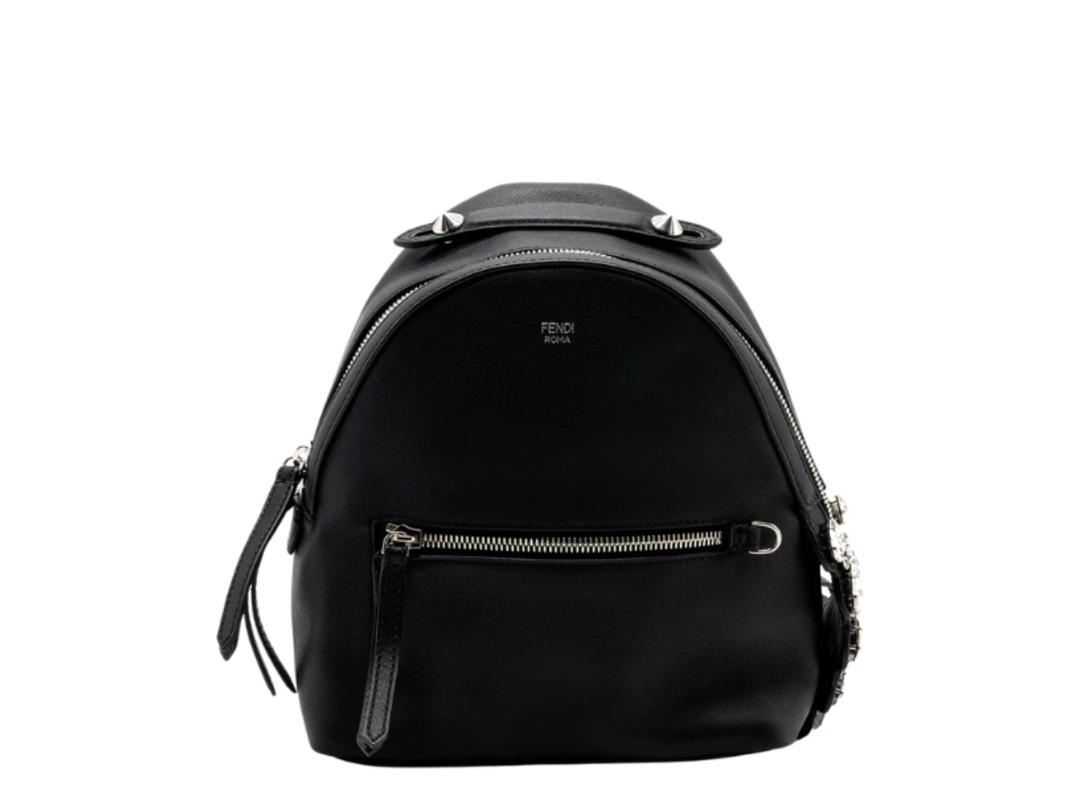 Fendi Fendi By The Way Backpack Leather Crystal Black