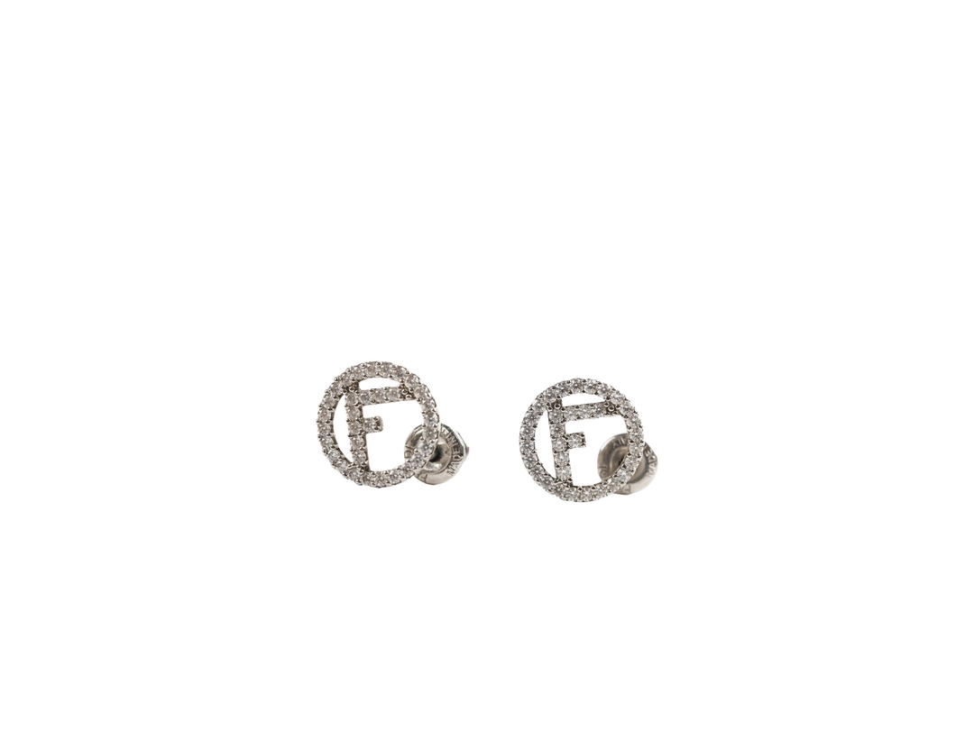 Fendi Fendi F Logo Earrings Silver