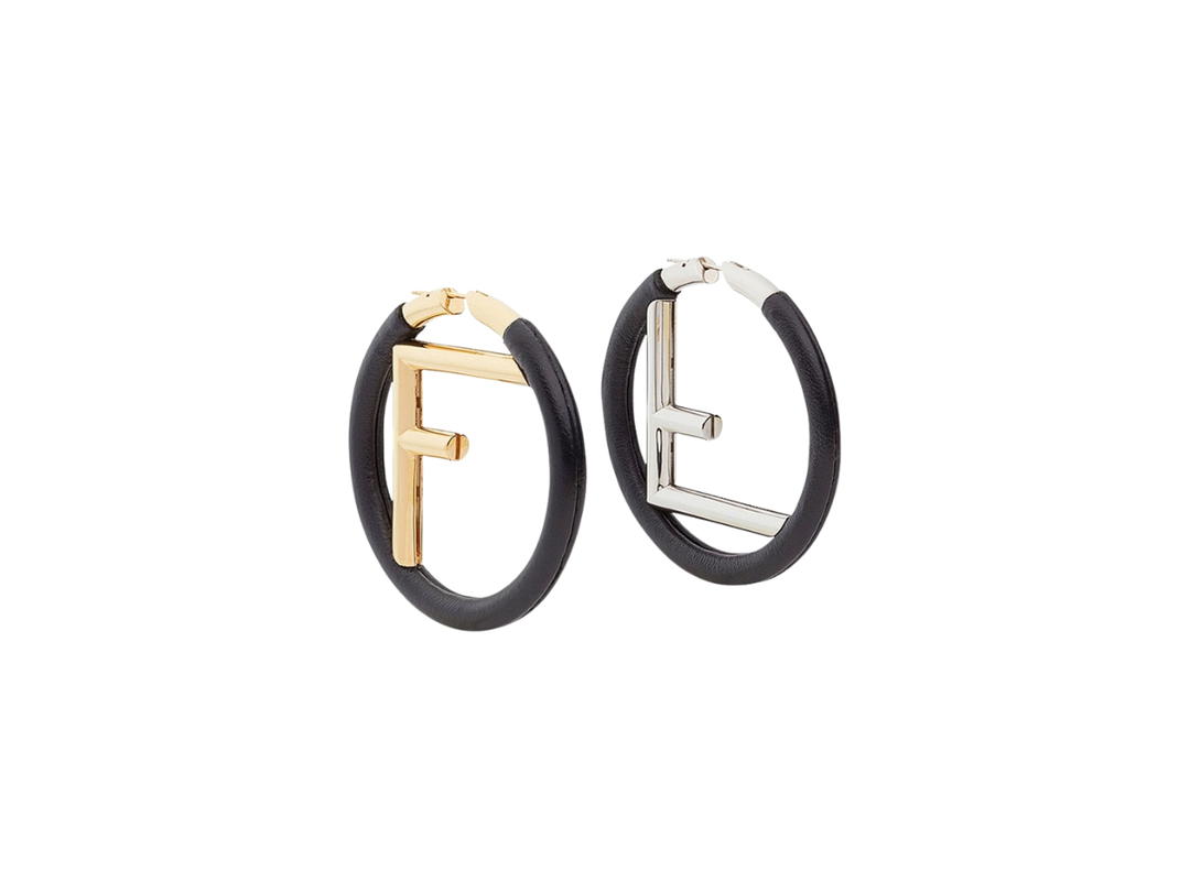 Fendi Fendi Genuine Logo Hoop Earrings Black