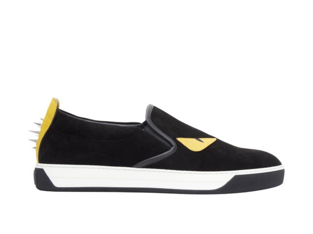Fendi Fendi Monster Slip On Sneakers Black In Leather And Suede - view 1