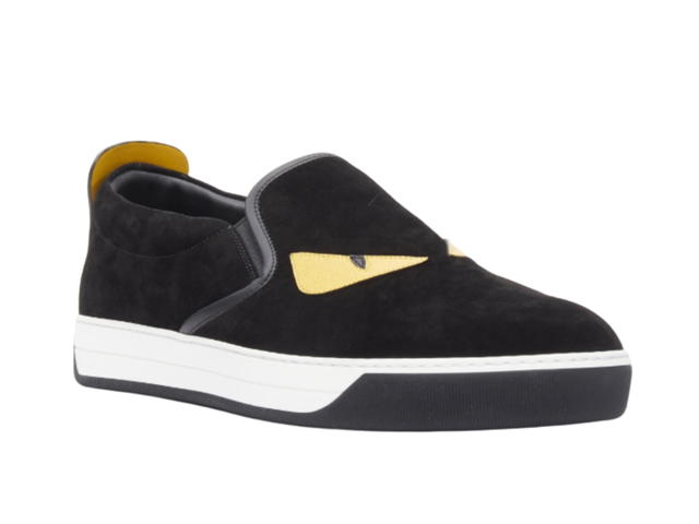 Fendi Fendi Monster Slip On Sneakers Black In Leather And Suede - view 2